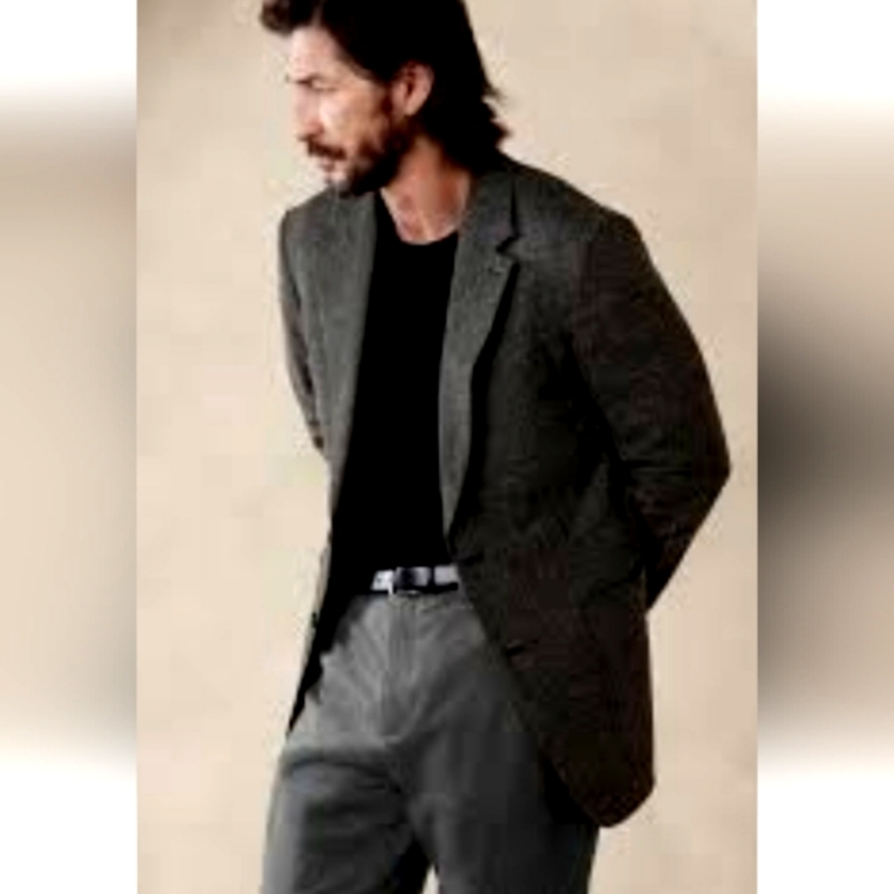 Adolfo men's black and Tweed sports jacket